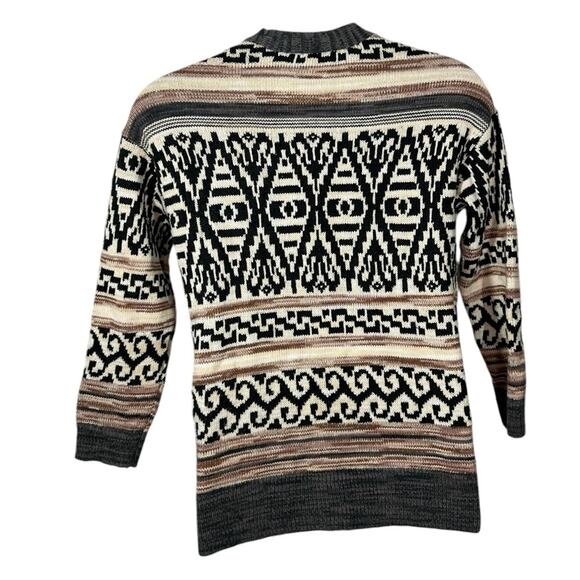 Lucky Brand Jacquard Cotton Blend Boyfriend Cardigan Western Sweater Size Small - Picture 8 of 15